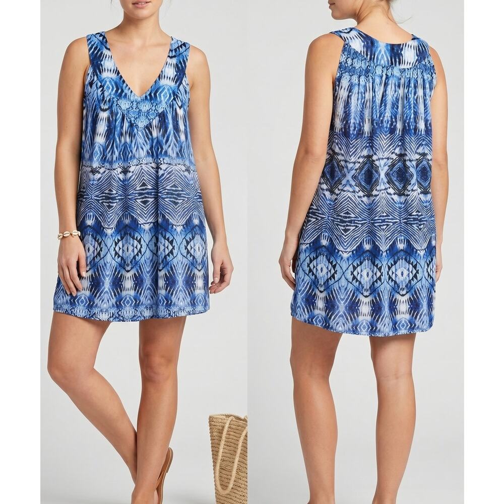 Studio West by the Beach Medium Blue Sleeveless Dress Cover Up Rayon